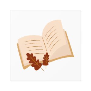 Fall-Inspired Laminate Stickers - Cozy Book and Leaf Design