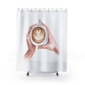 Heart Latte Shower Curtain - Cozy Coffee-Themed Bathroom Decor