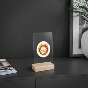 Coffee Art Acrylic Sign with Wooden Stand