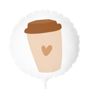 Coffee Cup Foil Balloon — 11" Round/Heart Coffee Party Decor