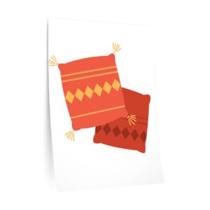 Throw Pillow Wall Decal — Cozy Red Geometric Cushion Sticker