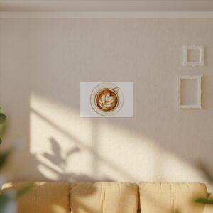Latte Art Watercolor Poster — Textured Matte Coffee Print