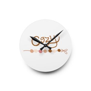 Acrylic Wall Clock — 'Cozy Knit' Knitting Themed Clock with Yarn & Needles Design