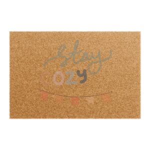Stay Cozy Doormat – Welcome Mat with Script Text & Bunting, Cozy Home Entryway Rug