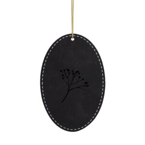 Engraved Leatherette Ornament – Personalized Oval/Tag/Tree Hanging Décor