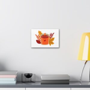 Autumn Candle Canvas Print — Fall Leaves Cozy Wall Art