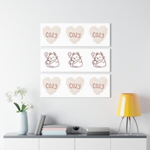 Cozy Cat Triptych Acrylic Print – 'COZY' Heart Wall Art