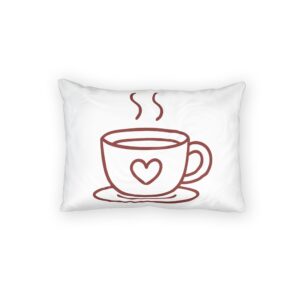 Coffee Cup Pillow Sham - Cute Heart Latte Decorative Cotton Pillowcase