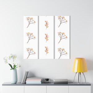 Botanical Triptych Acrylic Print – Minimal Orange Leaf Wall Art