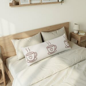 Coffee Cup Body Pillow — Cozy Morning Mug Pattern