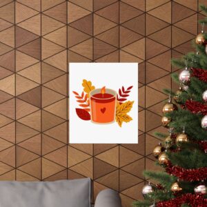 Autumn Candle Poster — Cozy Fall Wall Art Matte Vertical Print