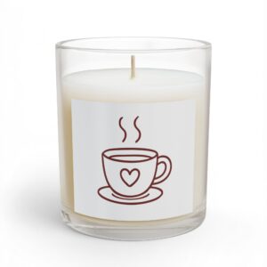 Coffee Cup Scented Candle — 11oz Glass Candle with Cute Heart Mug Design