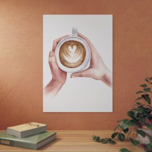 Coffee Art Aluminum Panel — Latte Hands Wall Decor