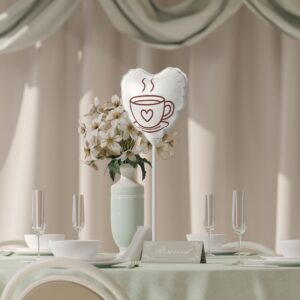 Heart Coffee Balloon — 6" Heart-Shaped Foil Balloon with Cute Cup Design